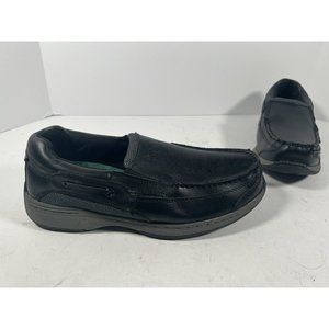 Dr Scholls Mens Black Leather Boat Shoes Comfort Loafers Size 10.5D 42J-D6